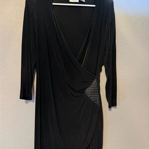 Chico's Black Long-Sleeve Dress with Textured Side Panel